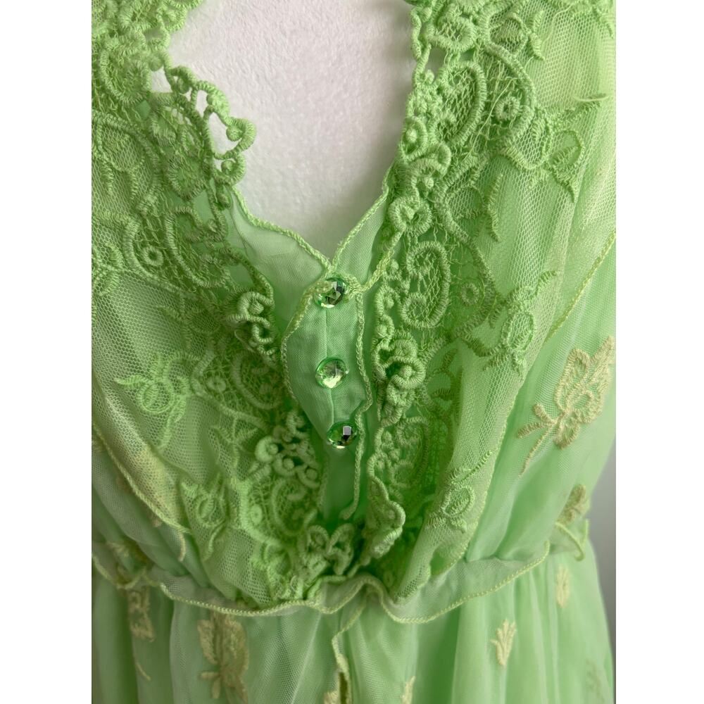 Pretty Angel Green Silk Chiffon Embroidered Fairy Boho Layered Dress Medium - Picture 2 of 12